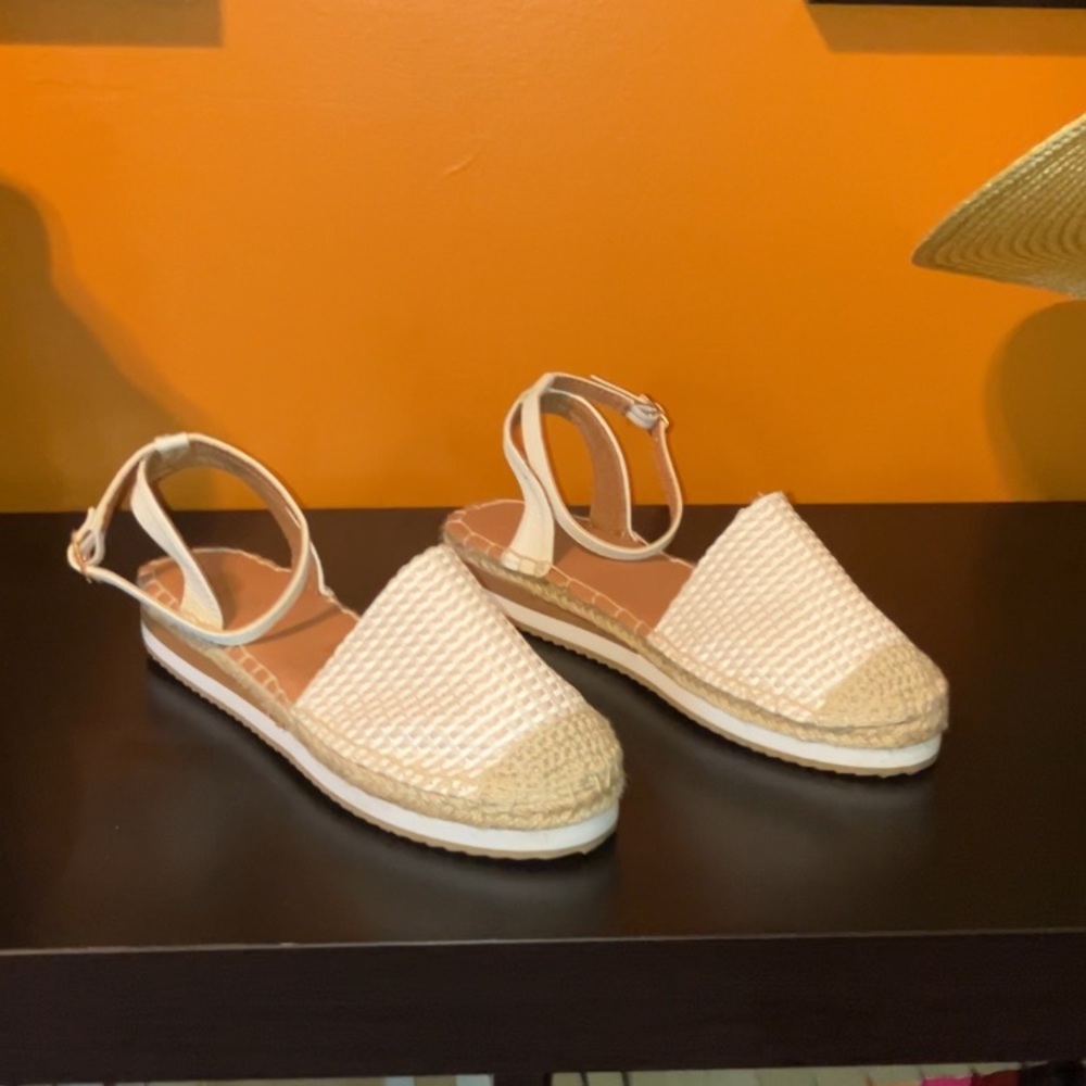 Nautica Cream Espadrille Shoes with Ankle Straps